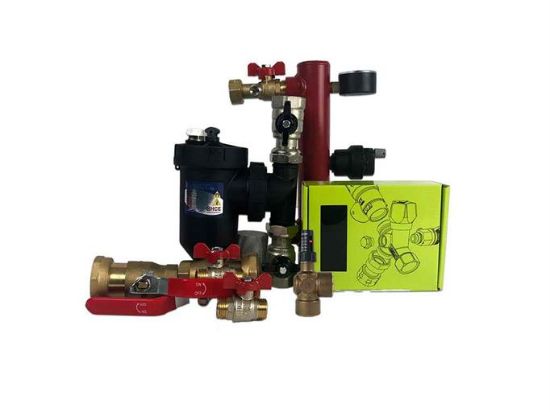 Billede af Kit - Dirtout 1" / Afspærrings sæt / PR By-pass/2 stk 1/2" kuglehaner T-greb/1 stk ekspasion/ i lagt sikkerheds agg